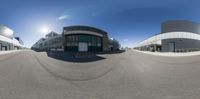 there are some very tall buildings in the viewfinders of this 360 - lens