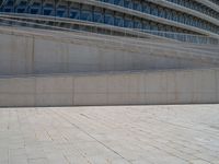 a black fire hydrant is sitting in the concrete area in front of a large building