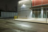 a night view of an empty shopping center street at night time or urban city or city street