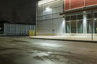 a night view of an empty shopping center street at night time or urban city or city street