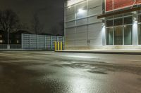 a night view of an empty shopping center street at night time or urban city or city street