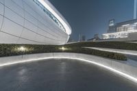 Modern Architecture: Illuminated Plaza at Night