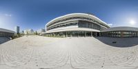 there is a circular photo of the exterior of the building that houses the library in telance