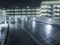 Los Angeles City Night View with Modern Architecture and Water Reflection