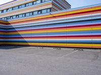 a colorful building painted to look like it's painted in stripes and colors of different colors