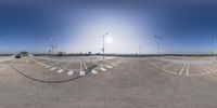 a view of some roads and lights on the side of the road in a 360 - bend