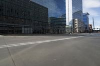 Modern Cityscape: Downtown with Skyscrapers and Glass Walls