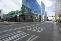 Modern Cityscape: Downtown with Skyscrapers and Glass Walls