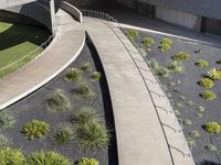 Modern Cityscape in Spain: Concrete Roads and Grassy Landscapes