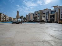 Modern Residential Area in Egypt: Palm Trees and Pool