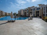 Modern Residential Area in Egypt: Palm Trees and Pool