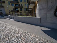 Modern Residential Area in Europe with Cobblestone Roads