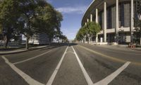 a city street that has several lines in the street where traffic is at different times