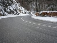 Moody Landscape: Grey Sky and Snow Covered Road