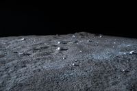 a photo of an object on the moon with other objects and pieces of equipment on the ground