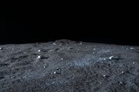 a photo of an object on the moon with other objects and pieces of equipment on the ground