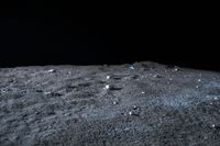 a photo of an object on the moon with other objects and pieces of equipment on the ground