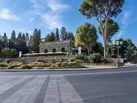 motion blurry of bus and traffic on road in urban area with trees, street, buildings and road