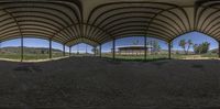 the view from beneath a round shelter on a farm in the mountains in arizona state