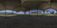 the view from beneath a round shelter on a farm in the mountains in arizona state