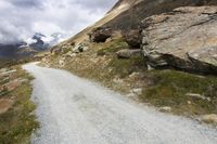 Mountain Landscape in Switzerland: Grass and Clouds