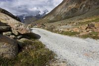 Mountain Landscape in Switzerland: Grass and Clouds