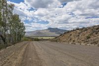Mountain Road and Rural Landscape with Tree and Clouds