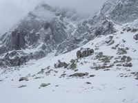 Mountain View in the Alps on a Winter Day