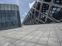view of the architecture at modern art museum in germany, outside its glass facade and entrance