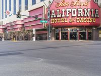 a very big sign that says california hotel and casino on it's front side