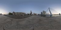 an image of a beautiful cityscape from the back of the fish eye lens