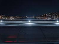 a night scene of cars on the road outside at a building top in a city