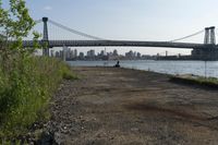 New York City: Concrete Bridge Against a Clear Sky