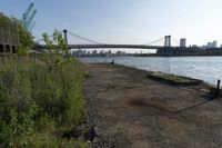 New York City: Concrete Bridge Against a Clear Sky