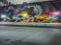 New York City Night with Graffiti Murals