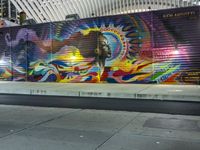 New York City Night with Graffiti Murals