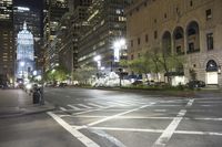 New York City Night View with Classic Architecture