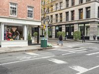 New York City Street with Classic Architecture and Urban Shops