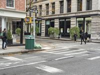 New York City Street with Classic Architecture and Urban Shops