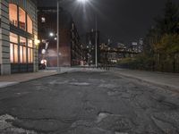 New York Cityscape: Night View of Asphalt Road