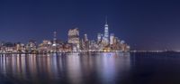 New York Night Skyline: A Reflection on the Lake