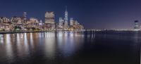 New York Night Skyline: A Reflection on the Lake