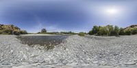 the view of the water from inside a fish - eye lens panoramic picture