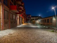 Night in Berlin: Modern Architecture and Brick Walls