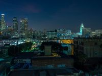 Night Cityscape from an Aerial View