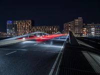 Night Cityscape in Holland with Modern Architecture and Bridge