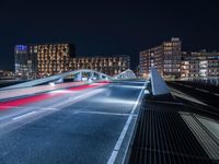 Night Cityscape in Holland with Modern Architecture and Bridge