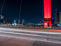 Night Cityscape of Holland with Modern Architecture and Light Streaks