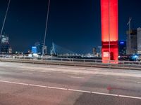 Night Cityscape of Holland with Modern Architecture and Light Streaks