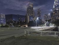 Night Cityscape of Metropolis Highrise Skyscrapers